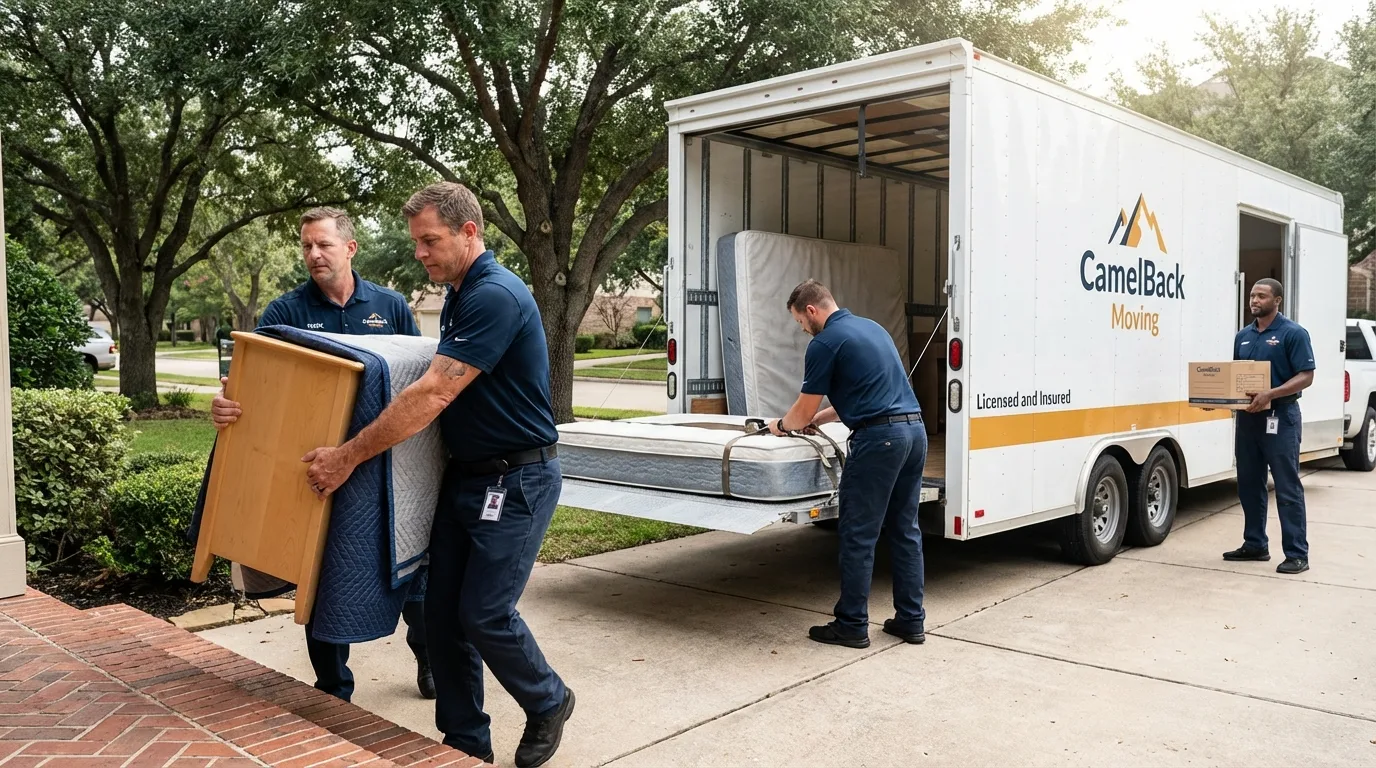 Crew loading residential truck for cross-state move from Bear, DE