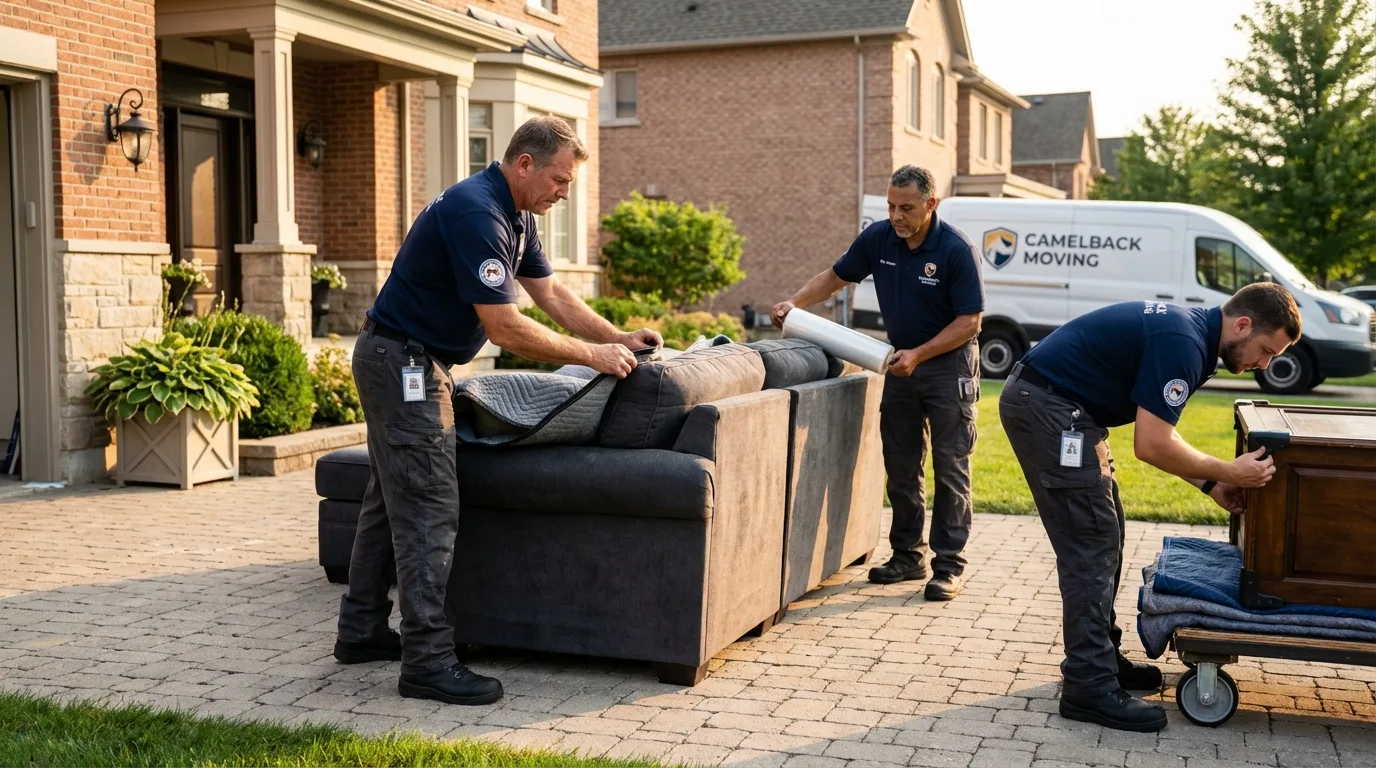 Large estate moving crew wrapping furniture in Bear, DE